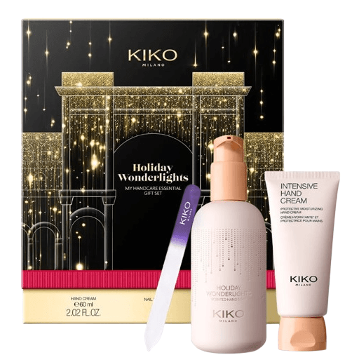 Kit Kiko Milano Holiday Wonderlights com Creme 60Ml, Lima de Unhas e Tratamento para Mãos 200ml