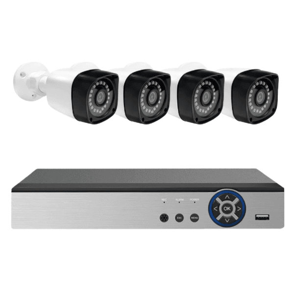 Kit Câmera de Segurança Dvr Geral A6908NH-AHD4CH-Kit 2MP X4 PAL/NTSC H.265 Branco/Preto