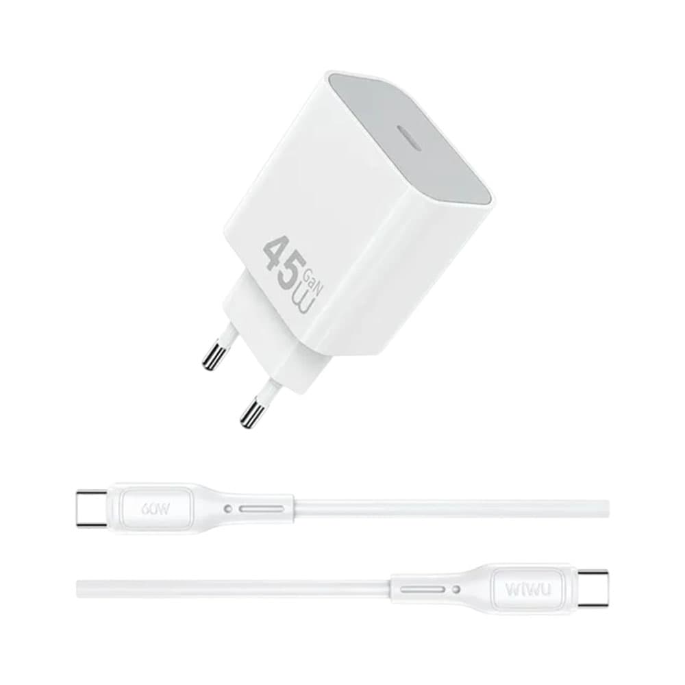 Kit Carregador Turbo Wiwu G024 Dual USB-C 45W
