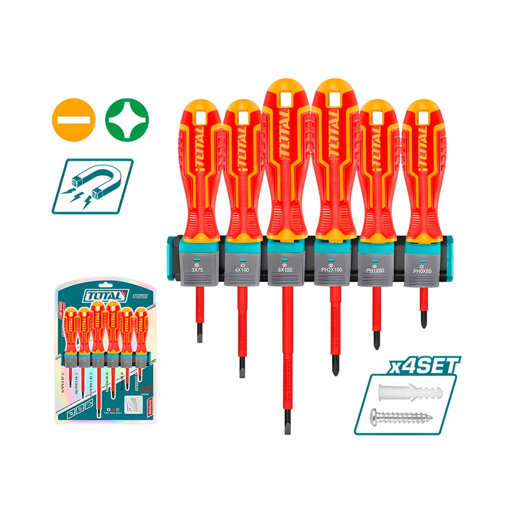 Kit de Chaves de Fenda Isoladas Total Thtis566 1000V 6 Peças