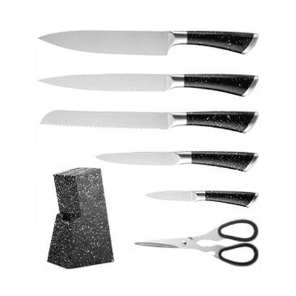 Kit de Facas para Cozinha Rich Chef 7 Em 1 K-558 com Base