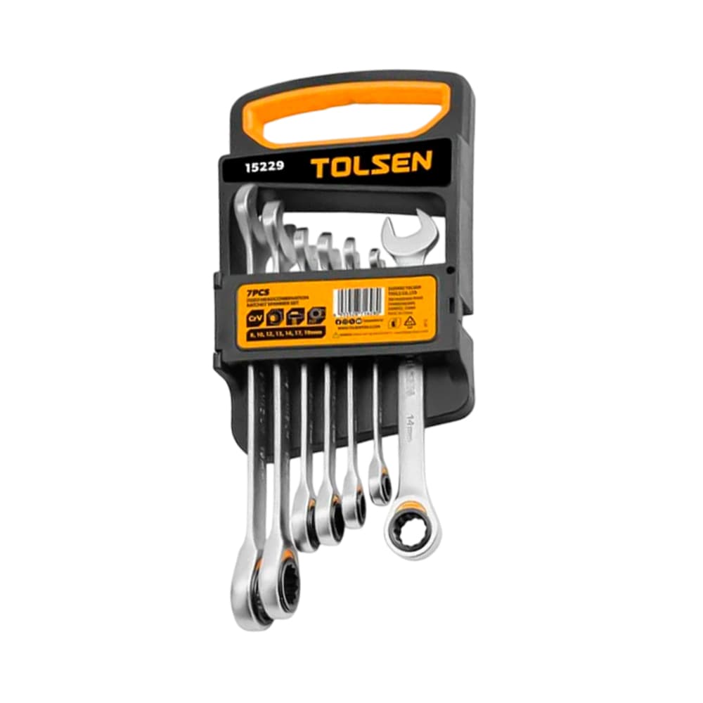 Kit de Chaves com Catraca Tolsen 15229 8MM-19MM 7 Peças