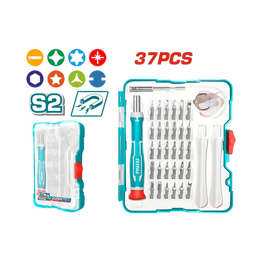 Kit de Pontas com Destornilhador Total Tacsd30376 37 Peças