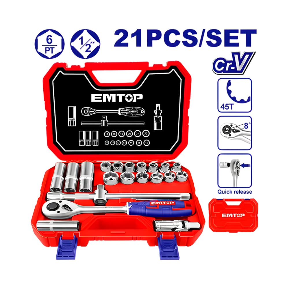 Kit de Tubos Estriados Emtop Eskt12211 1/2 21 Peças