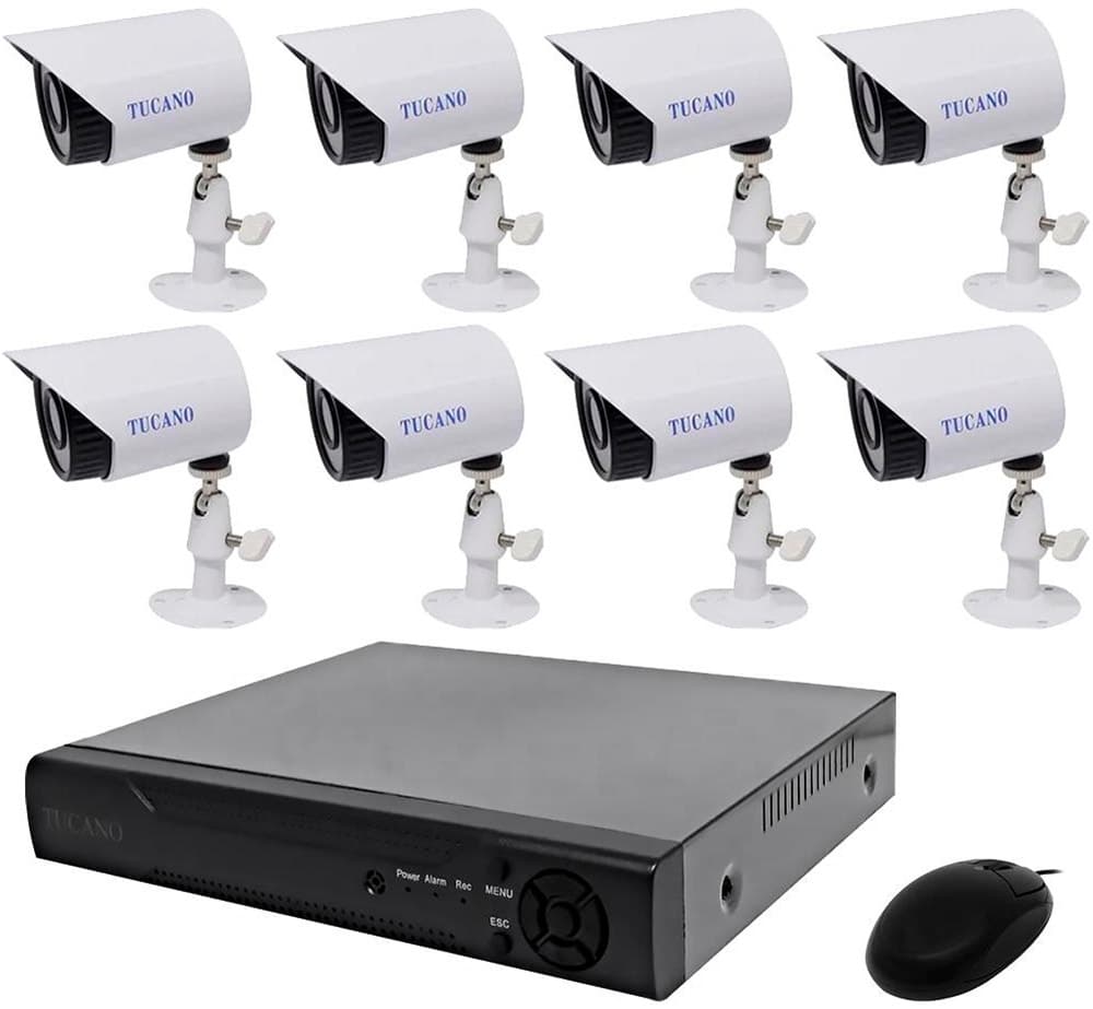 Kit de Vigilância Tucano K16 com 8 Câmeras e Dvr de 16 Canais Full HD 1200TVL Wi-Fi