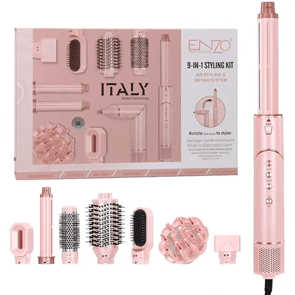 Kit Escova Modeladora Enzo En-755P 9 Em 1 1500W 220-240V ~ 50/60Hz Rosa
