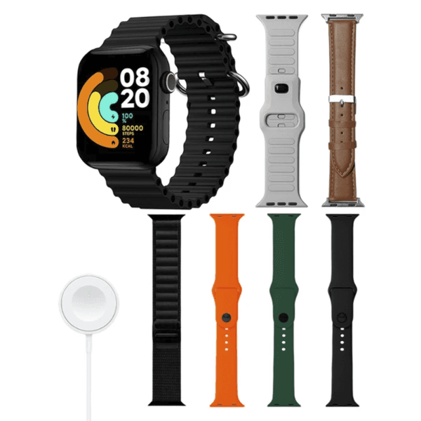 Kit Relógio Smartwatch Lssd T24 Promax 7 Em 1 Com Bluetooth 7 Pulseiras Color Mix
