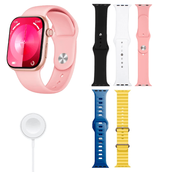 Kit Relógio Smartwatch S12 Mini Watch 12 Com Bluetooth 5 Pulseiras Dourado
