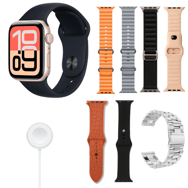 Kit Relogio Smartwatch UR UR-X Sport / 7 Em 1 / Com Bluetooth / 7 Pulseiras - Gold