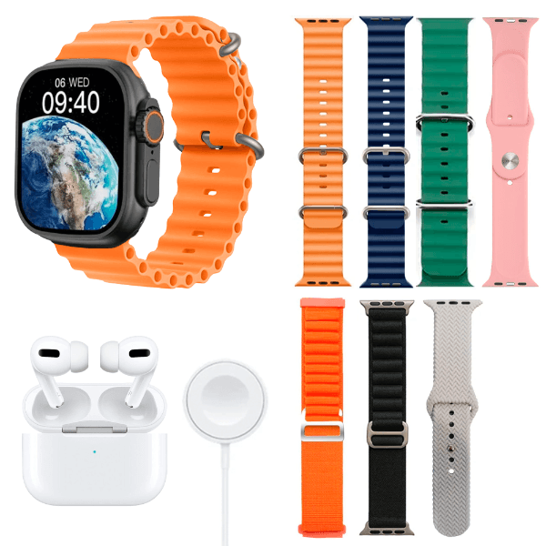 Kit Relógio Smartwatch Use-Ultra 18 com Bluetooth / Fone de Ouvido Sem Fio + 8 Pulseiras - Color Mix