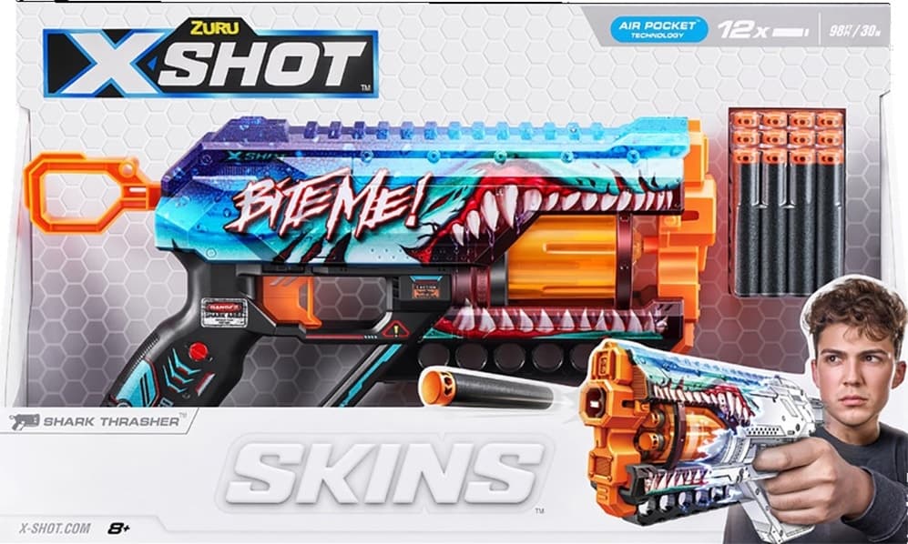 Lançador de Dardos Zuru X-Shot Skins Griefer Shark Thrasher