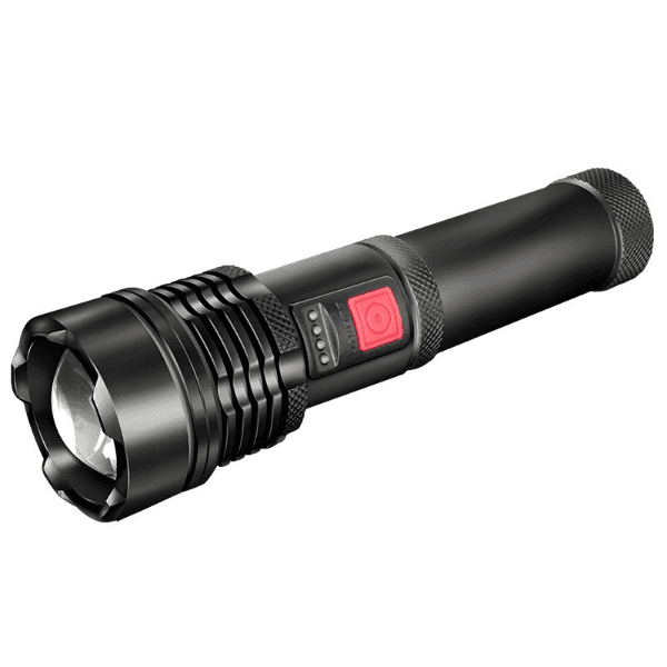 Lanterna Tática Led Recarregável Usb Muito Forte Geral Preto/Vermelho