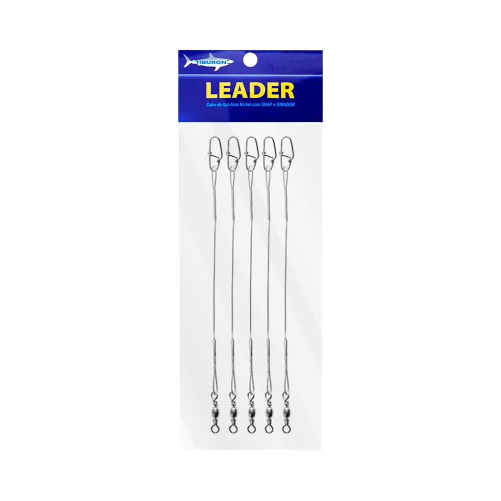 Líder Inoxidável Níquel Tiburon Fl-012 com Snap e Girador 25CM 40,8Kg 100 Peças Prata