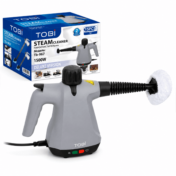 Limpador A Vapor Tobi Steam Cleaner TB-967 1500W com 15 Acessórios 220V ~ 50Hz Cinza