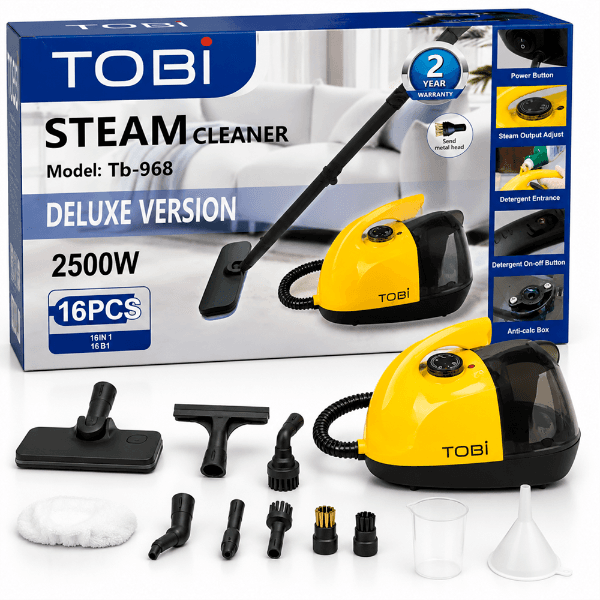 Limpador A Vapor Tobi Steam Cleaner TB-968 2500W com 16 Acessórios 220V Amarelo/Preto