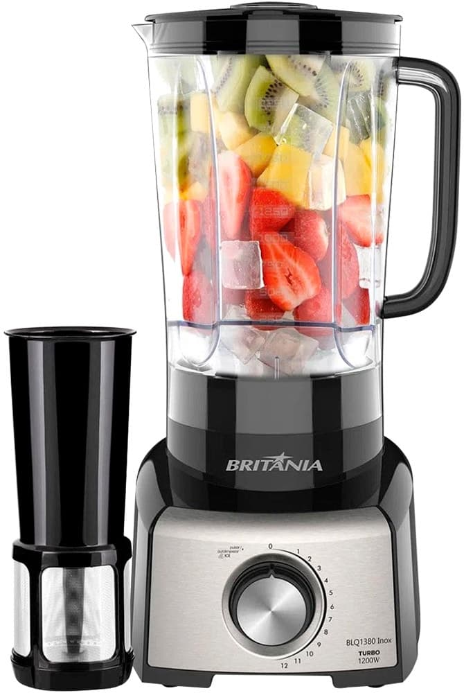Liquidificador Britania Blq1380 3L Inox 1200W 12 Velocidades 220V 60Hz Prata/Preto