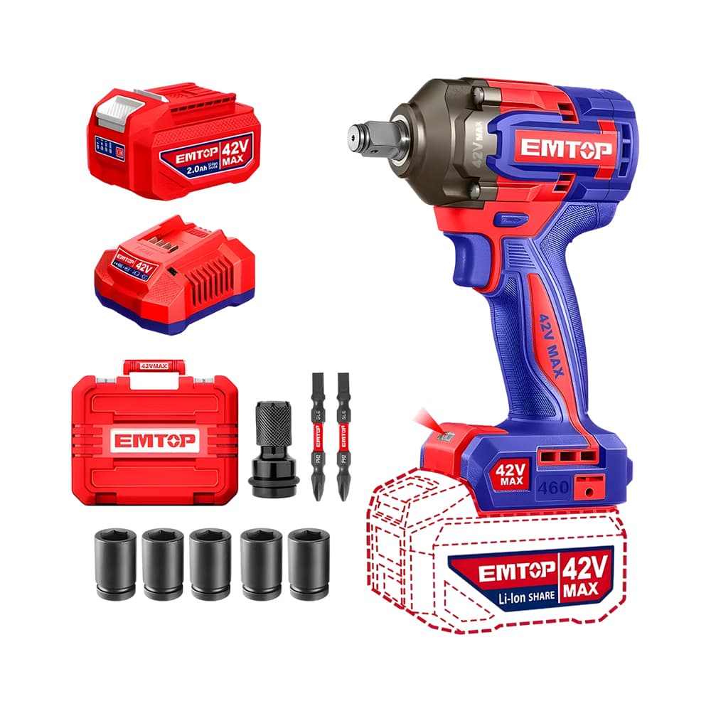 Chave de Impacto Sem Fio Emtop Eciwl42461 460 Nm