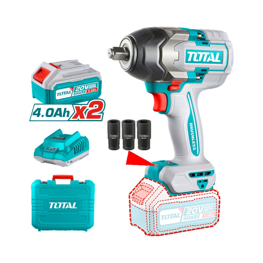 Chave de Impacto Sem Fio Total 1/2 20V 850Nm 220V