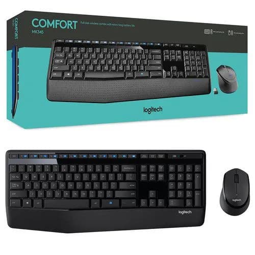 Teclado + Mouse Wireless Logitech Mk345 Espanhol 920-007820 Preto