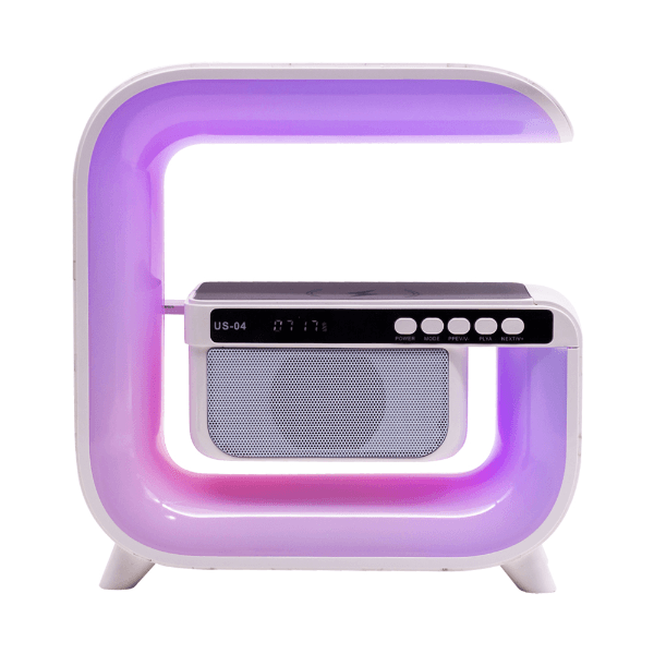 Luminária de Mesa Ur Us-04 com Alto-Falante Bluetooth e Carregador Sem Fio RGB 15W Branco