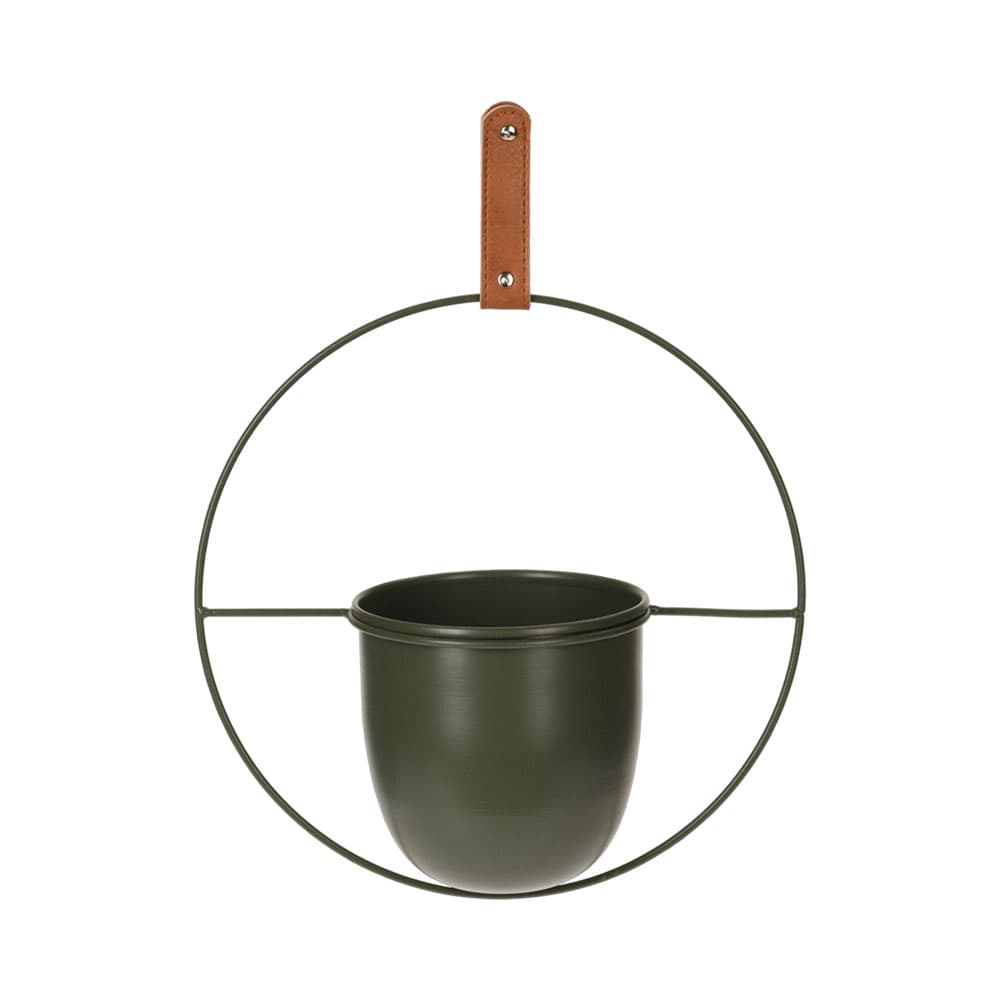 Vaso Pendurado de Metal Kpm 029650 30 X 15 X 30 Cm Verde Caqui