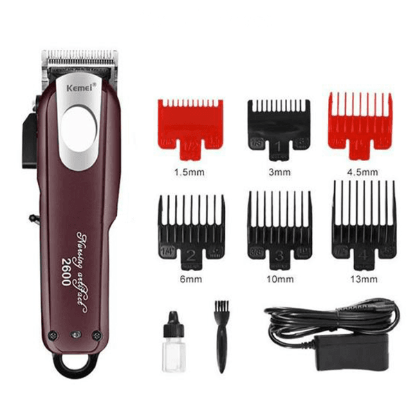 Máquina de Cortar Cabelo Kemei Km-2600 Recarregável Bivolt Vinho