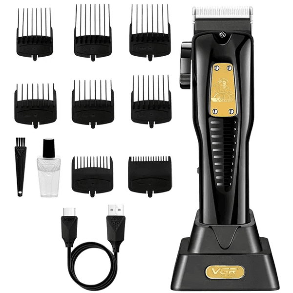 Máquina de Cortar Cabelo Vgr V-651 com Acessórios Recarregável Preto
