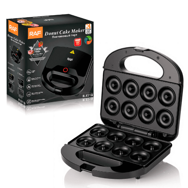 Máquina de Mini Donuts Raf R.531Q 750W 220-240V ~ 50/60Hz Preto/Inox