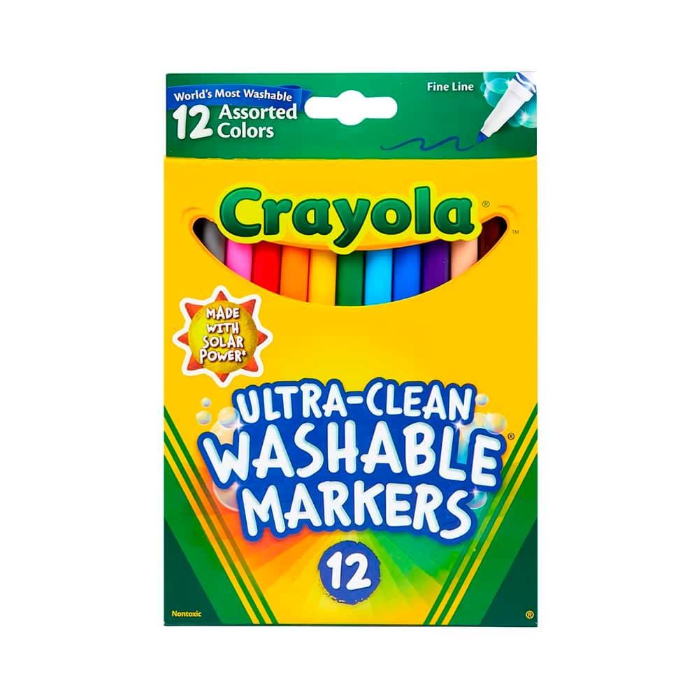 Marcador Crayola Ultra-Clean Washable Markers Fine Line 12 Unidades