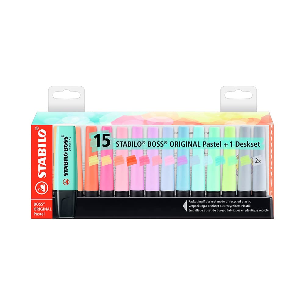 Marcador Stabilo Boss Original Pastel 15 Unidades