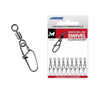 Girador Pesca Marine Rolling Swivel Ct 6 C/20 Quick Lock Blacknikel