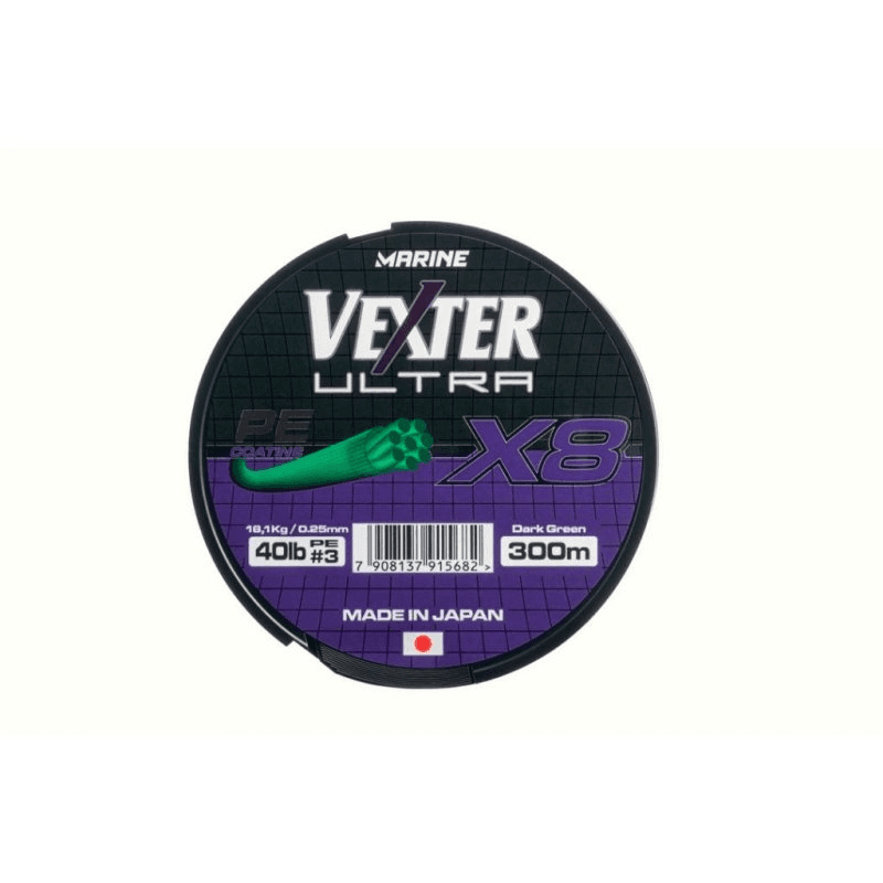 Linha de Pesca Marine Vexter Ultra X8 40LB 0.25Mm 300M Verde Escuro