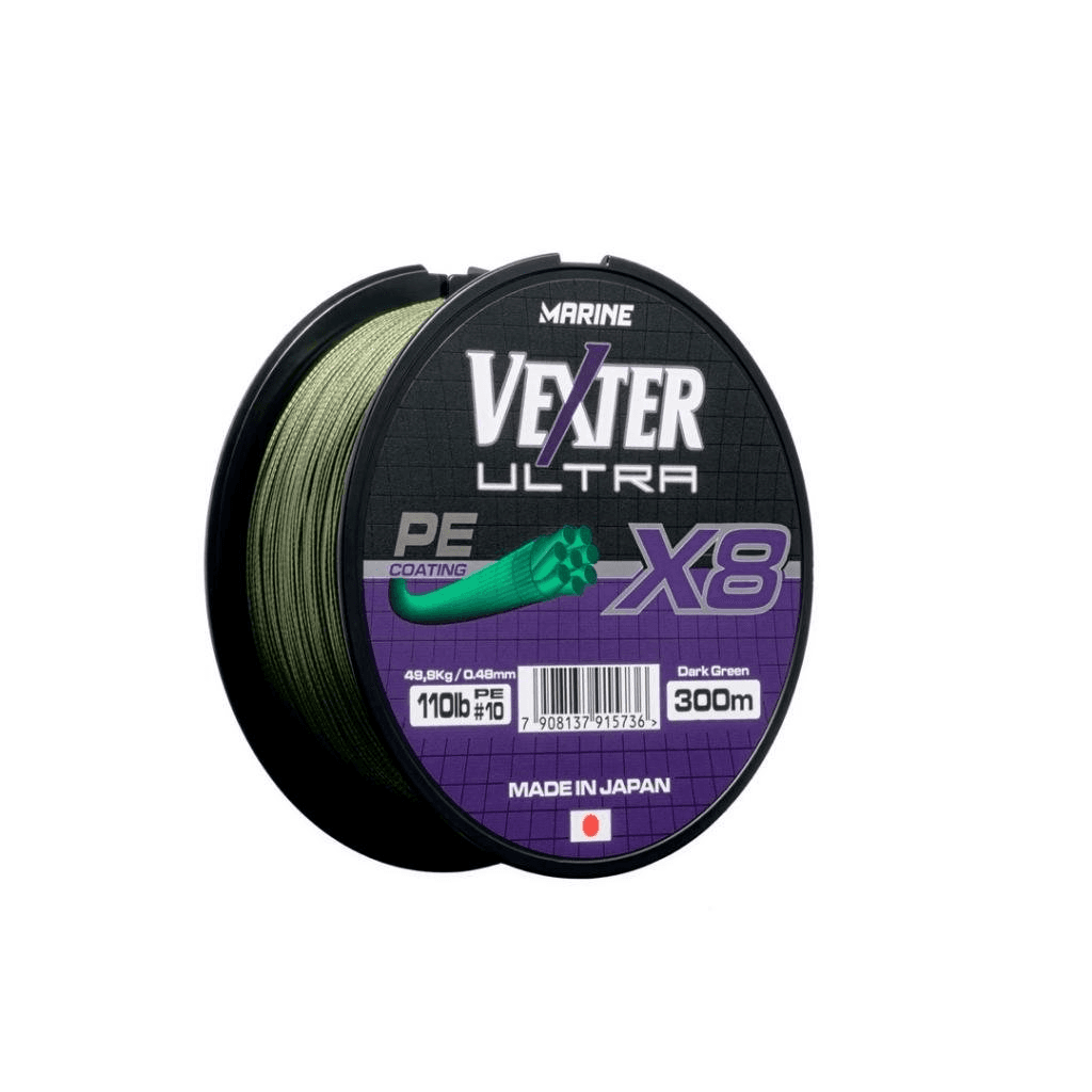 Linha de Pesca Marine Vexter Ultra X8 50LB 0.29Mm 300M Verde Escuro