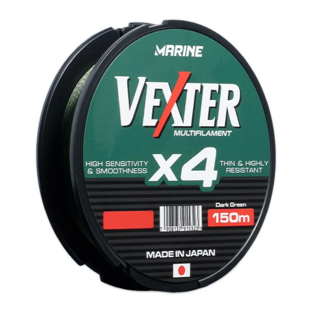 Linha de Pesca Marine Vexter X4 Multifilament 15LB 0.15Mm 300M Verde Escuro