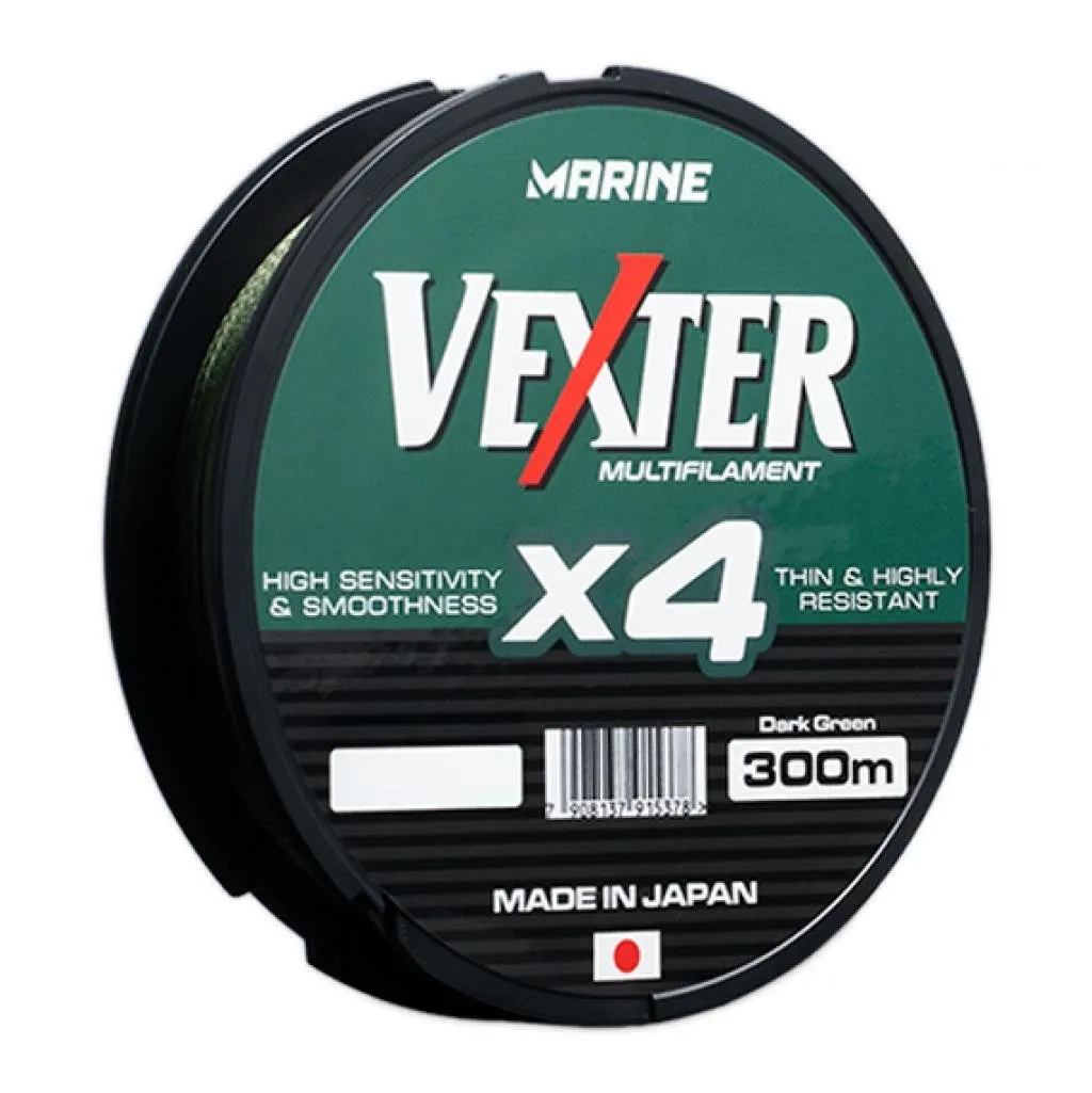 Linha de Pesca Marine Vexter X4 Multifilamento 25LB 0.23Mm 300M Verde Escuro