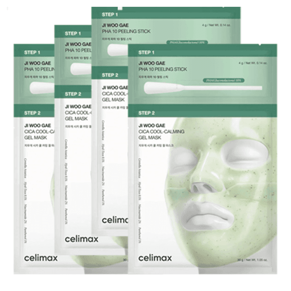 Máscara Facial Celimax Ji Woo Gae Cica Pha Peel com 4 Unidades