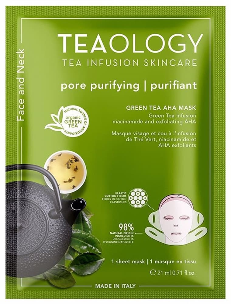 Máscara Facial Teaology Purificante de Poros Chá Verde Aha - 21mL (1 Unidade)