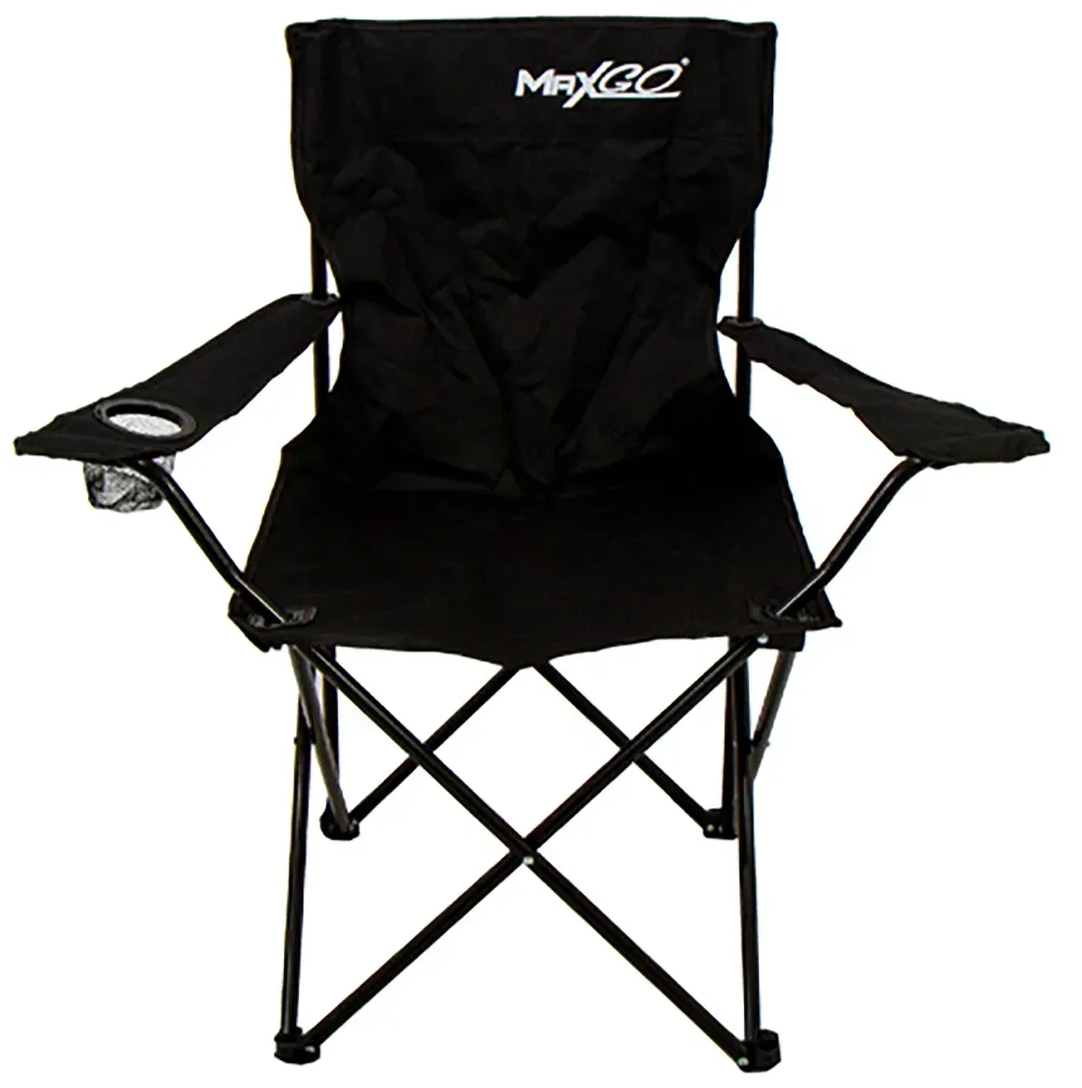 Cadeira Dobrável Maxgo com Porta-Latas Preto Até 90 Kg