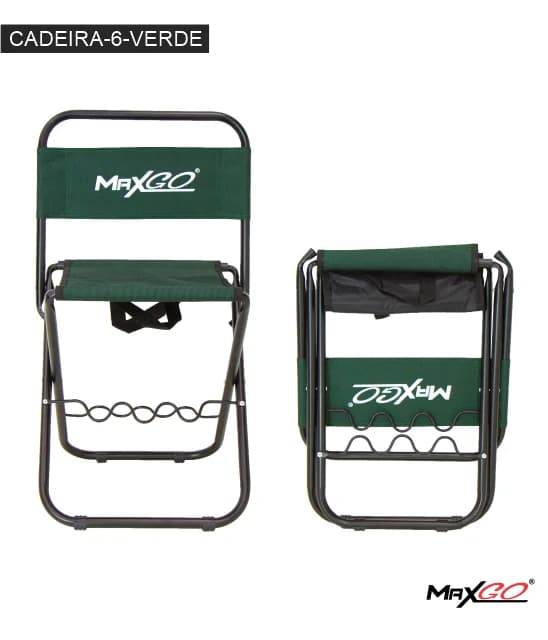 Cadeira Dobrável Maxgo com Suporte para Vara Cadeira-6-Cam-V Verde