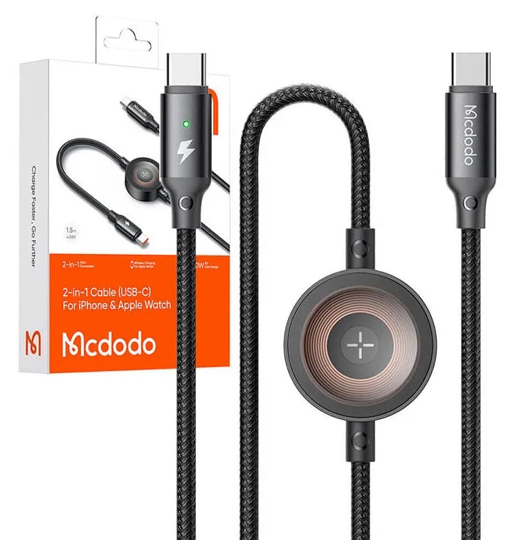 Cabo Mcdodo Ca-5680 2 Em 1 USB-C/Lightning para Apple Watch 36W Preto