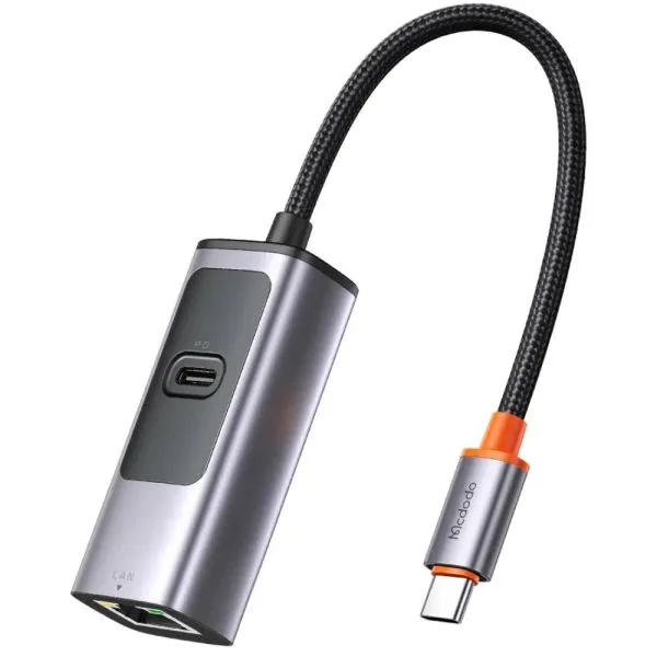 Mcdodo Hub Hu-0680 USB-C Multiport Lan 2 Em 1 Cinza