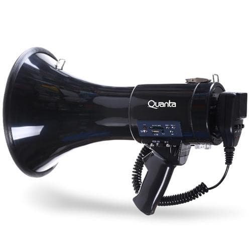 Megafone Quanta Qtmer250 250W com USB/Sirene/Auxiliar - Preto
