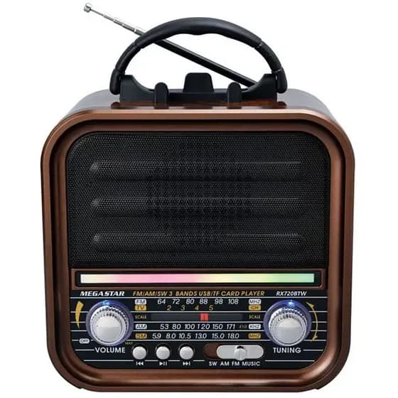 Rádio Portátil Megastar RX720BTW 600W SD/USB/Bluetooth Marrom