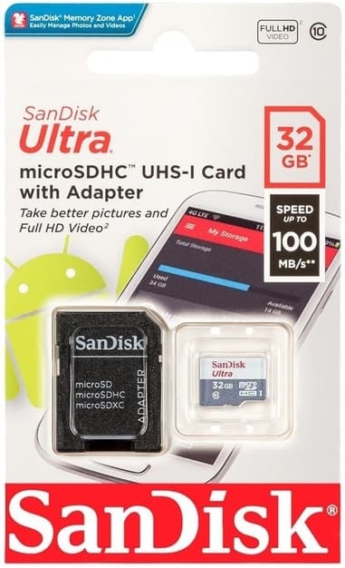 Cartão de Memória microSD SanDisk Ultra 32GB 100MB/s
