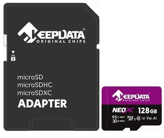 Cartão de Memória MicroSD 128GB Keepdata Neox A1 V30 95MB/s