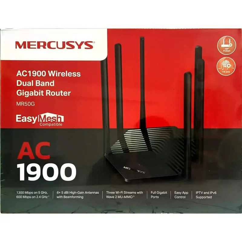 Roteador Mercusys MR50G Ac1900 6 Antenas Dualband Gigabit