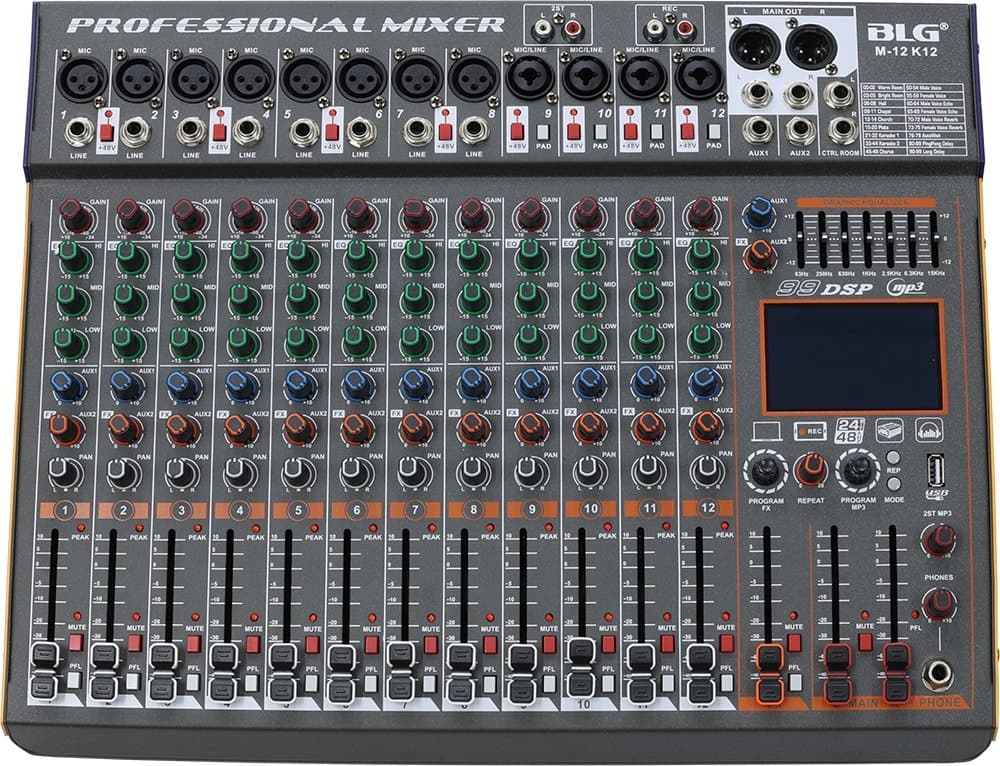 Mesa de Som Blg Mixer M-12 K12 Bivolt