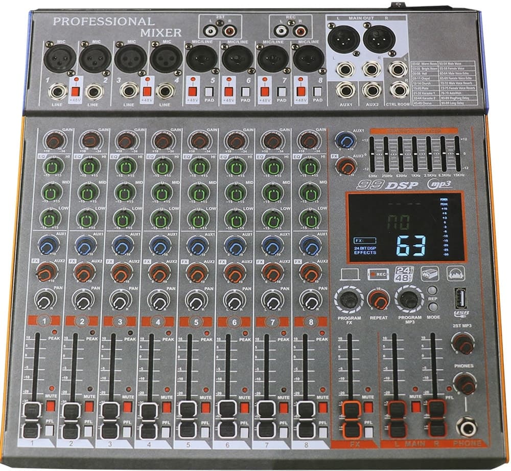 Mesa de Som Blg Mixer 8 Canais Bi-Volt