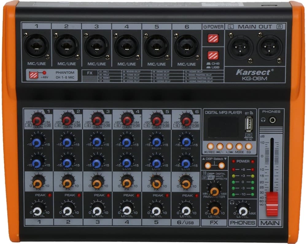 Mixer de Som Karsect Kg-06M de 6 Canais