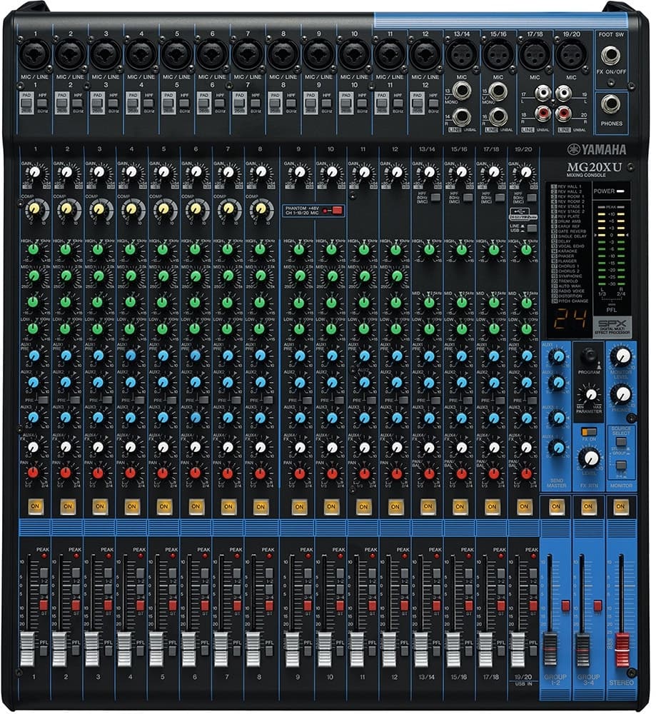 Mesa de Som Yamaha Mixer MH20XU de 20 Canais - Bivolt